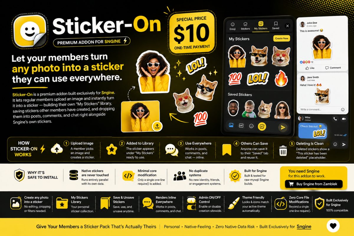 STICKER-ON CUSTOM STICKER CREATION  FOR SNGINE ALLOW USERS CREATE CUSTOM STICKERS